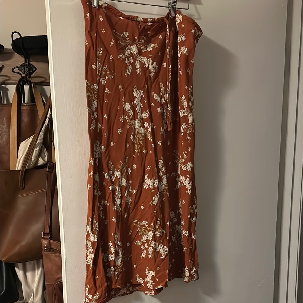 Madewell Orange Midi A-line Wrap Skirt for Casual Wear
